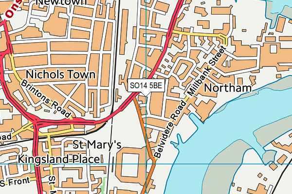 SO14 5BE map - OS VectorMap District (Ordnance Survey) SO14 5BE map - OS VectorMap District (Ordnance Survey)