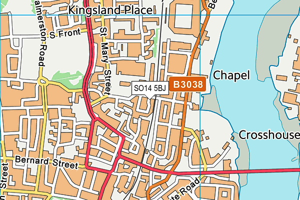 SO14 5BJ map - OS VectorMap District (Ordnance Survey) SO14 5BJ map - OS VectorMap District (Ordnance Survey)