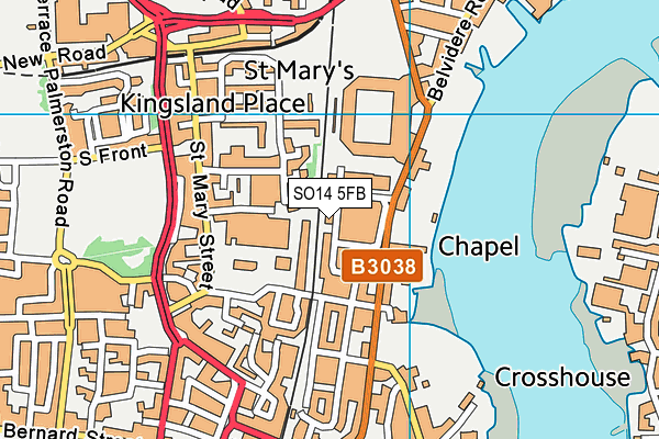 SO14 5FB map - OS VectorMap District (Ordnance Survey) SO14 5FB map - OS VectorMap District (Ordnance Survey)