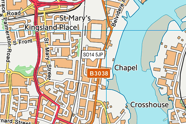 SO14 5JP map - OS VectorMap District (Ordnance Survey) SO14 5JP map - OS VectorMap District (Ordnance Survey)