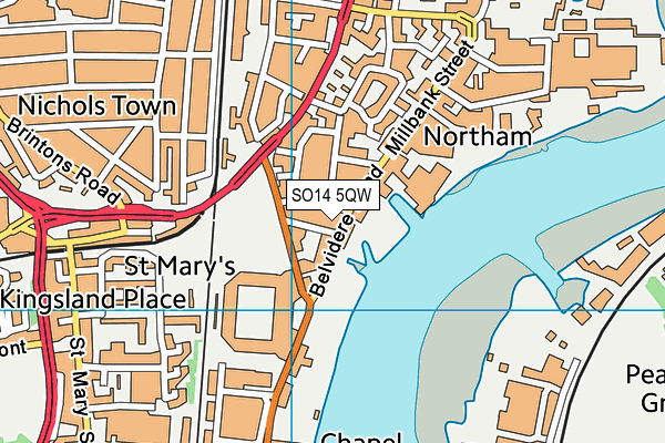 SO14 5QW map - OS VectorMap District (Ordnance Survey) SO14 5QW map - OS VectorMap District (Ordnance Survey)