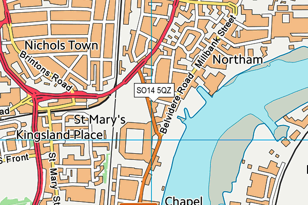 SO14 5QZ map - OS VectorMap District (Ordnance Survey) SO14 5QZ map - OS VectorMap District (Ordnance Survey)