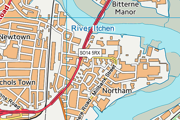 SO14 5RX map - OS VectorMap District (Ordnance Survey) SO14 5RX map - OS VectorMap District (Ordnance Survey)