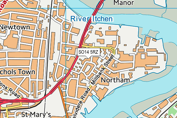 SO14 5RZ map - OS VectorMap District (Ordnance Survey) SO14 5RZ map - OS VectorMap District (Ordnance Survey)