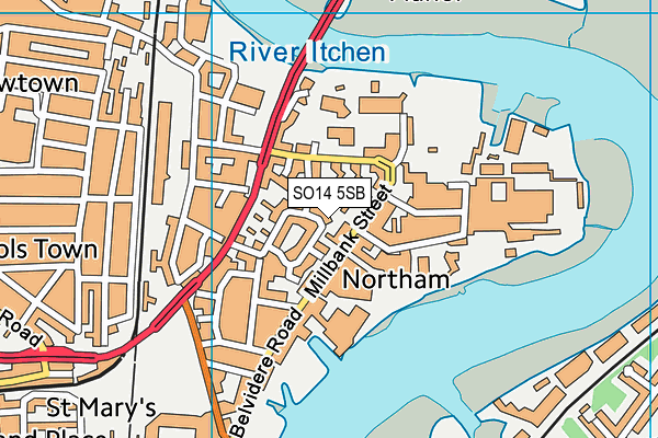 SO14 5SB map - OS VectorMap District (Ordnance Survey) SO14 5SB map - OS VectorMap District (Ordnance Survey)