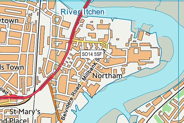 SO14 5SF map - OS VectorMap District (Ordnance Survey) SO14 5SF map - OS VectorMap District (Ordnance Survey)