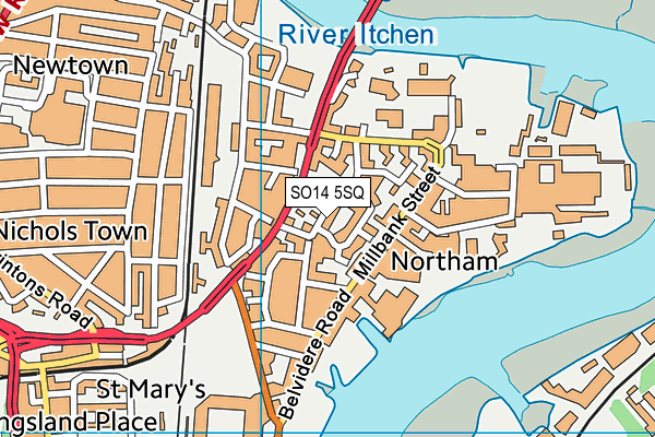 SO14 5SQ map - OS VectorMap District (Ordnance Survey) SO14 5SQ map - OS VectorMap District (Ordnance Survey)