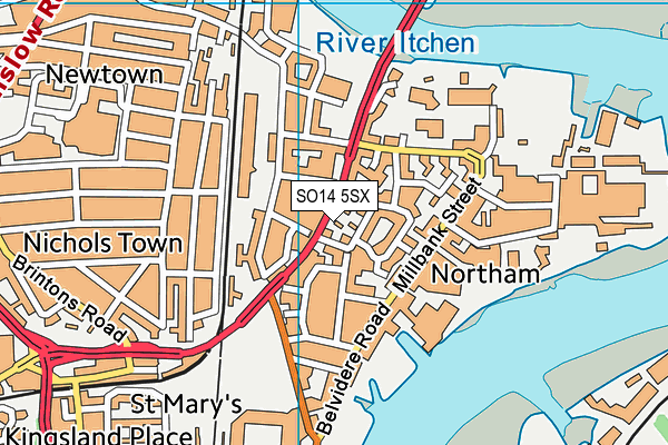 SO14 5SX map - OS VectorMap District (Ordnance Survey) SO14 5SX map - OS VectorMap District (Ordnance Survey)