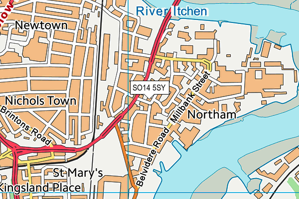 SO14 5SY map - OS VectorMap District (Ordnance Survey) SO14 5SY map - OS VectorMap District (Ordnance Survey)