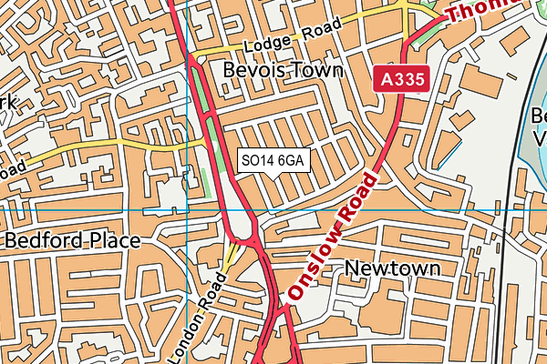 SO14 6GA map - OS VectorMap District (Ordnance Survey) SO14 6GA map - OS VectorMap District (Ordnance Survey)