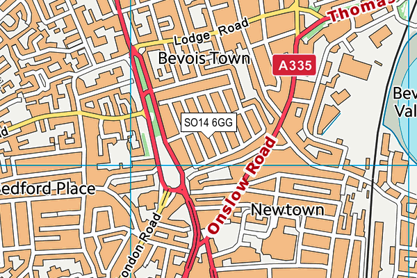 SO14 6GG map - OS VectorMap District (Ordnance Survey) SO14 6GG map - OS VectorMap District (Ordnance Survey)