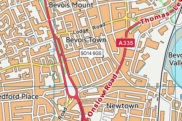 SO14 6GS map - OS VectorMap District (Ordnance Survey) SO14 6GS map - OS VectorMap District (Ordnance Survey)