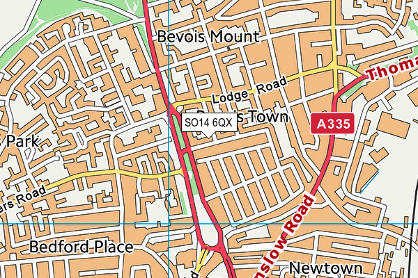 SO14 6QX map - OS VectorMap District (Ordnance Survey)