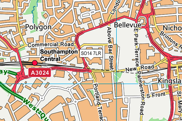 SO14 7LR map - OS VectorMap District (Ordnance Survey) SO14 7LR map - OS VectorMap District (Ordnance Survey)