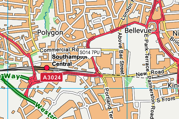 SO14 7PU map - OS VectorMap District (Ordnance Survey) SO14 7PU map - OS VectorMap District (Ordnance Survey)