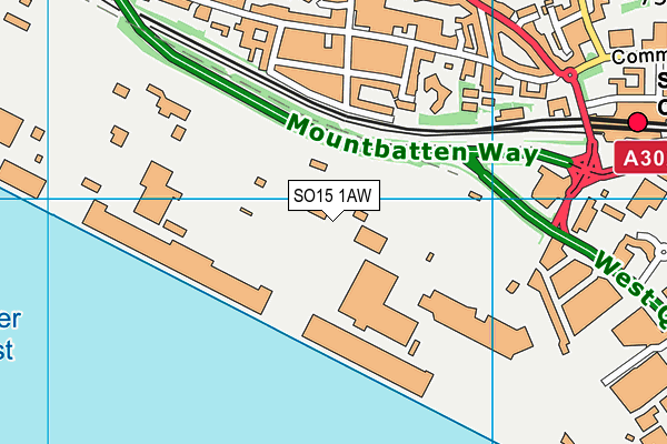 SO15 1AW map - OS VectorMap District (Ordnance Survey) SO15 1AW map - OS VectorMap District (Ordnance Survey)