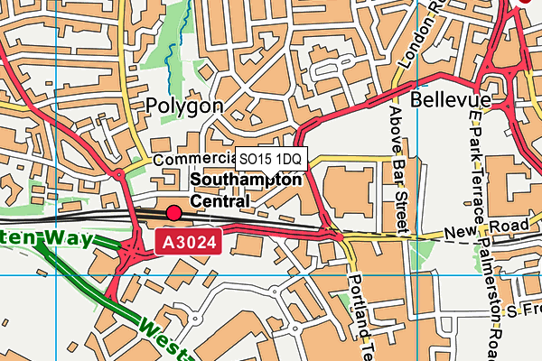 SO15 1DQ map - OS VectorMap District (Ordnance Survey) SO15 1DQ map - OS VectorMap District (Ordnance Survey)
