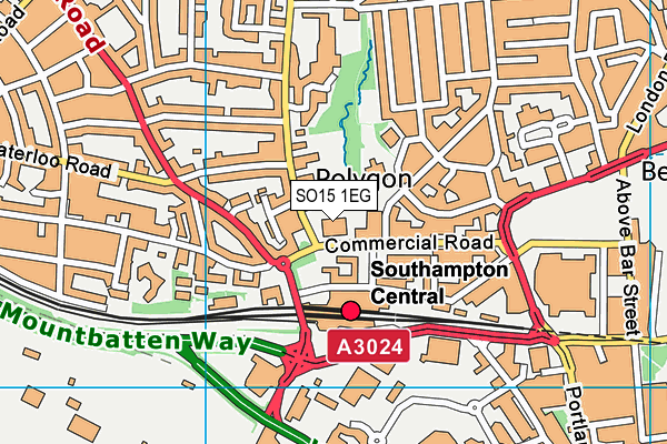 SO15 1EG map - OS VectorMap District (Ordnance Survey) SO15 1EG map - OS VectorMap District (Ordnance Survey)