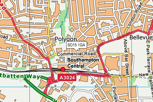 SO15 1GA map - OS VectorMap District (Ordnance Survey)