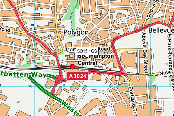 SO15 1GS map - OS VectorMap District (Ordnance Survey) SO15 1GS map - OS VectorMap District (Ordnance Survey)