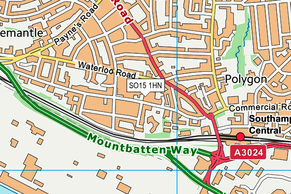 SO15 1HN map - OS VectorMap District (Ordnance Survey) SO15 1HN map - OS VectorMap District (Ordnance Survey)
