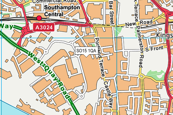 SO15 1QA map - OS VectorMap District (Ordnance Survey)