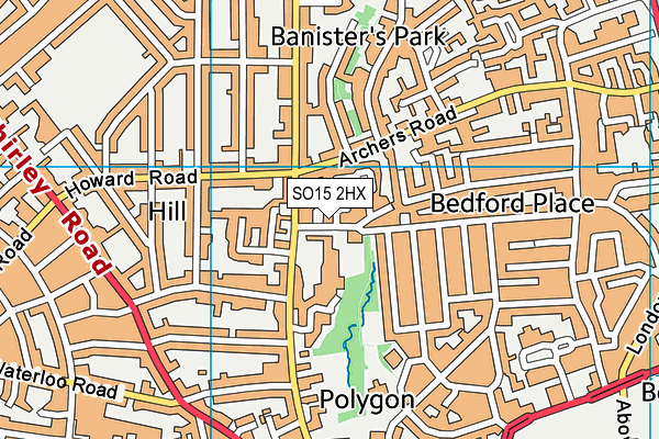 SO15 2HX map - OS VectorMap District (Ordnance Survey) SO15 2HX map - OS VectorMap District (Ordnance Survey)