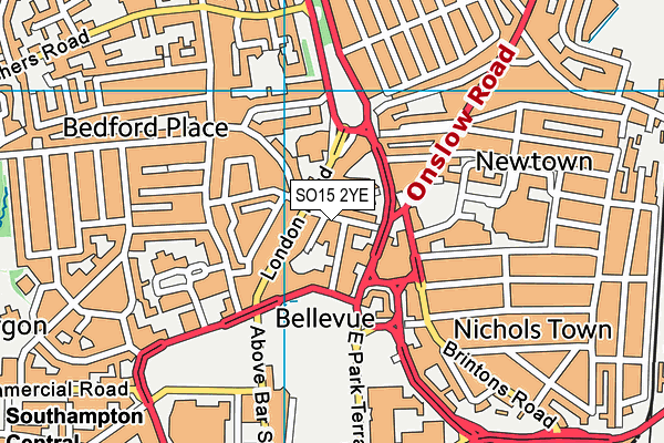 SO15 2YE map - OS VectorMap District (Ordnance Survey) SO15 2YE map - OS VectorMap District (Ordnance Survey)