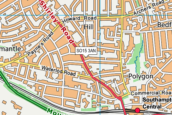 SO15 3AN map - OS VectorMap District (Ordnance Survey) SO15 3AN map - OS VectorMap District (Ordnance Survey)