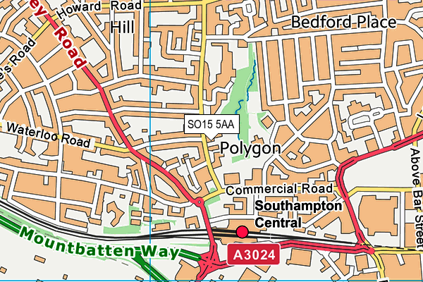 SO15 5AA map - OS VectorMap District (Ordnance Survey) SO15 5AA map - OS VectorMap District (Ordnance Survey)
