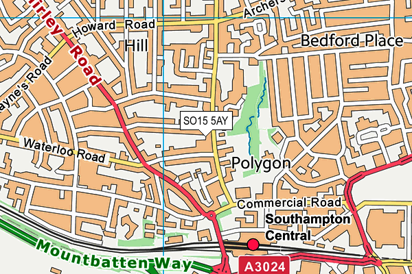 SO15 5AY map - OS VectorMap District (Ordnance Survey) SO15 5AY map - OS VectorMap District (Ordnance Survey)