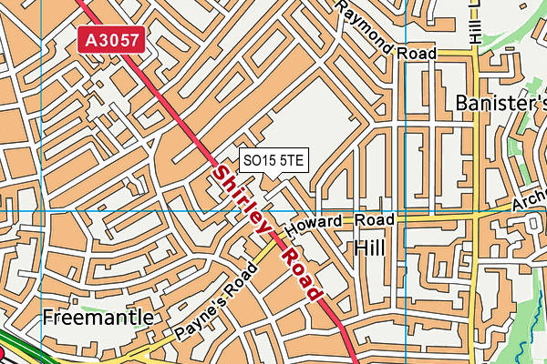 SO15 5TE map - OS VectorMap District (Ordnance Survey) SO15 5TE map - OS VectorMap District (Ordnance Survey)