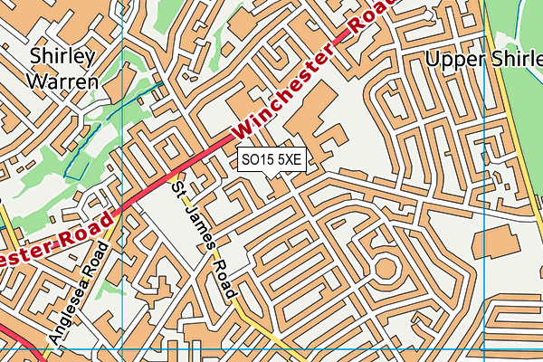 SO15 5XE map - OS VectorMap District (Ordnance Survey) SO15 5XE map - OS VectorMap District (Ordnance Survey)