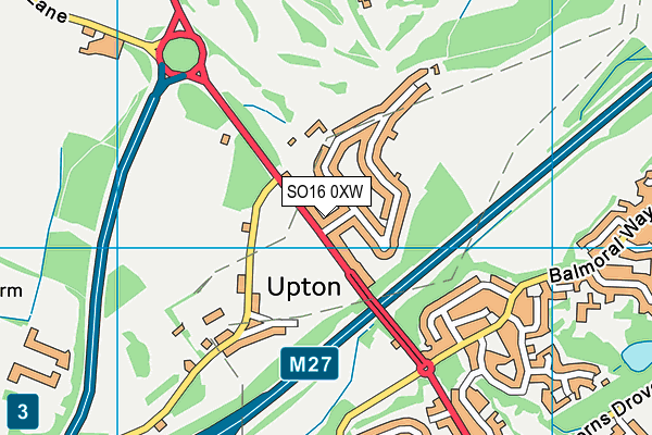SO16 0XW map - OS VectorMap District (Ordnance Survey)