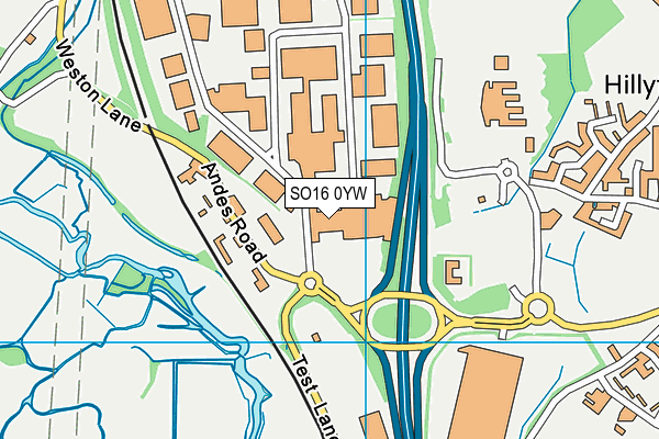 SO16 0YW map - OS VectorMap District (Ordnance Survey) SO16 0YW map - OS VectorMap District (Ordnance Survey)