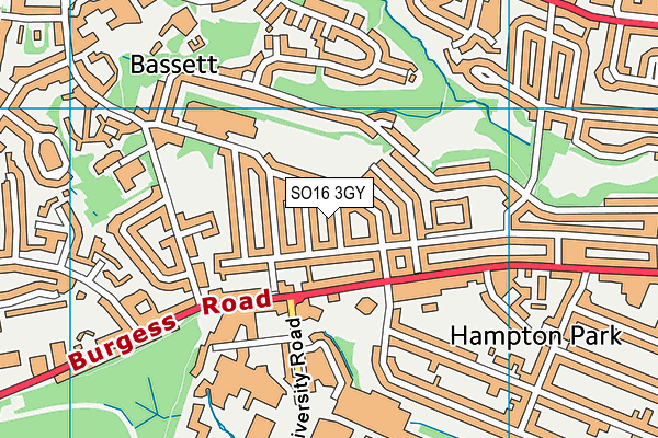 SO16 3GY map - OS VectorMap District (Ordnance Survey) SO16 3GY map - OS VectorMap District (Ordnance Survey)