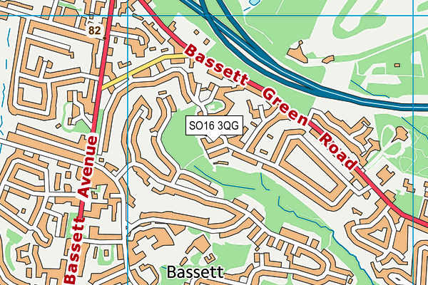 SO16 3QG map - OS VectorMap District (Ordnance Survey) SO16 3QG map - OS VectorMap District (Ordnance Survey)