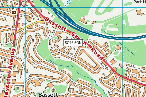 SO16 3QN map - OS VectorMap District (Ordnance Survey)