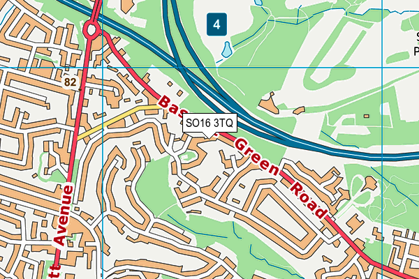 SO16 3TQ map - OS VectorMap District (Ordnance Survey)