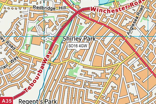 SO16 4GW map - OS VectorMap District (Ordnance Survey) SO16 4GW map - OS VectorMap District (Ordnance Survey)