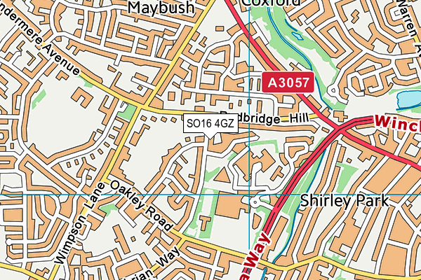 SO16 4GZ map - OS VectorMap District (Ordnance Survey) SO16 4GZ map - OS VectorMap District (Ordnance Survey)