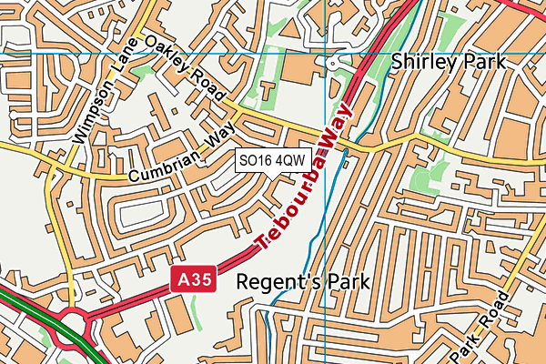 SO16 4QW map - OS VectorMap District (Ordnance Survey)
