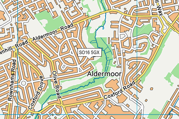 SO16 5GX map - OS VectorMap District (Ordnance Survey) SO16 5GX map - OS VectorMap District (Ordnance Survey)