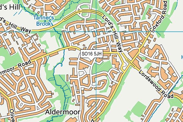 SO16 5JH map - OS VectorMap District (Ordnance Survey) SO16 5JH map - OS VectorMap District (Ordnance Survey)