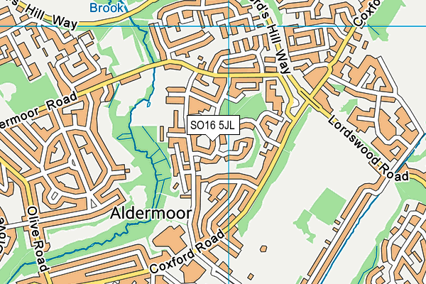 SO16 5JL map - OS VectorMap District (Ordnance Survey) SO16 5JL map - OS VectorMap District (Ordnance Survey)