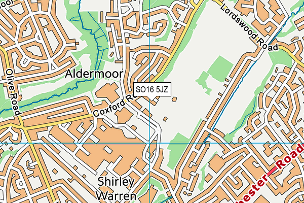 SO16 5JZ map - OS VectorMap District (Ordnance Survey)