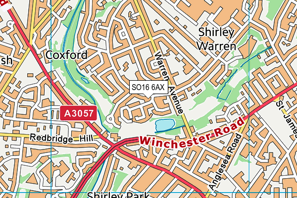 SO16 6AX map - OS VectorMap District (Ordnance Survey) SO16 6AX map - OS VectorMap District (Ordnance Survey)