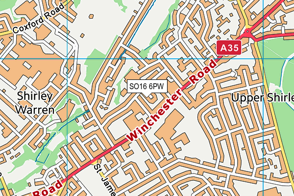 SO16 6PW map - OS VectorMap District (Ordnance Survey) SO16 6PW map - OS VectorMap District (Ordnance Survey)