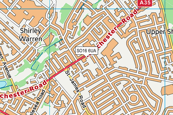 SO16 6UA map - OS VectorMap District (Ordnance Survey) SO16 6UA map - OS VectorMap District (Ordnance Survey)
