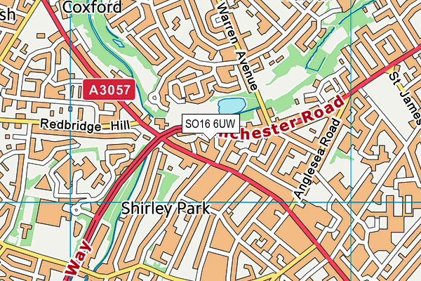 SO16 6UW map - OS VectorMap District (Ordnance Survey) SO16 6UW map - OS VectorMap District (Ordnance Survey)